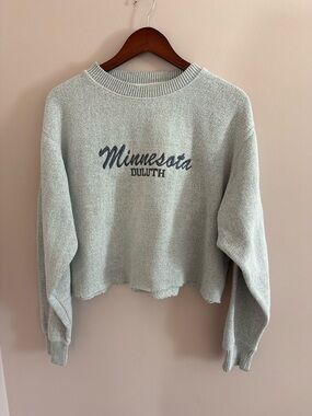 Minnesota Duluth Script Cropped Sweatshirt - Light Sage